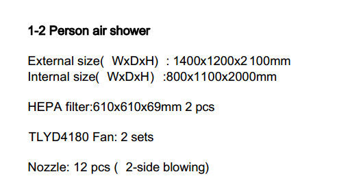 เต็มสแตนเลส 304 L Type Clean Room Air Shower สำหรับโรงงานอาหารสำหรับห้องสะอาดที่มีมาตรฐานสูง 2