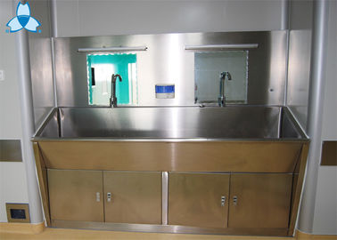 Stainless Steel Hospital Air Filter Hand Basins With Cabinets For 2 Person