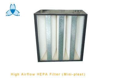 V Cell Mini Pleat Air Filter For High Air Flow Air Handling Unit , 99.97% down 0.3 um