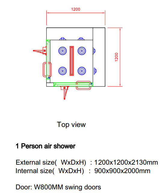 Personal Cleanroom Air Shower พร้อมระบบเป่าสองด้านสำหรับหนึ่งคนทำงานอัตโนมัติ 4